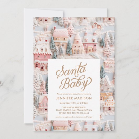 Winter Wonderland Girl Baby Dusche Einladung (Vorderseite)