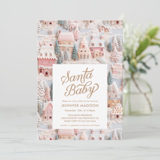 Winter Wonderland Girl Baby Dusche Einladung (Stehend Vorderseite)