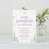 Winter Wonderland, Girl Baby Dusche Einladung (Stehend Vorderseite)