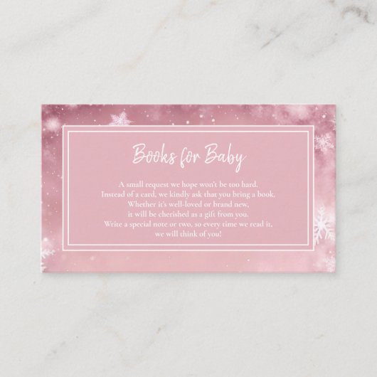 Winter Wonderland Girl Baby Shower Books for Baby Begleitkarte (Vorderseite)