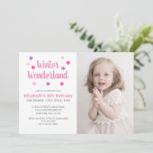 Winter Wonderland Girl Birthday Einladung (Stehend Vorderseite)