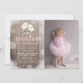 Winter Wonderland Girl Foto Geburtstag Einladung (Vorderseite)