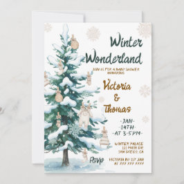 Winter Wonderland Green Neutral Baby Shower Einladung