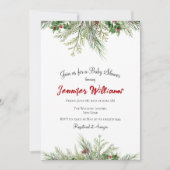 Winter Wonderland Greener Wreath Pine Baby Dusche Einladung (Vorderseite)