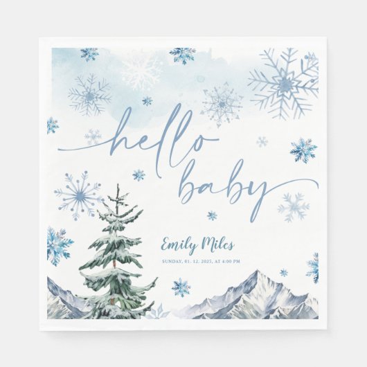 Winter Wonderland Hello Baby Paper Napkins Serviette (Vorderseite)