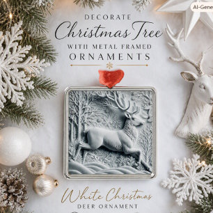 Winter Wonderland Hirsche im Schnee Ornament Aus Metall
