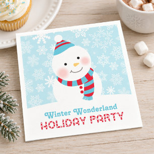 Winter Wonderland Holiday-Party Schneemann Blau Serviette