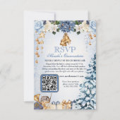 Winter Wonderland Holiday Quinceanera QR Code RSVP Karte (Vorderseite)