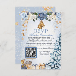 Winter Wonderland Holiday Quinceanera QR Code RSVP Karte