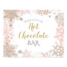 Winter Wonderland Hot Chocolate Pink Gold Poster