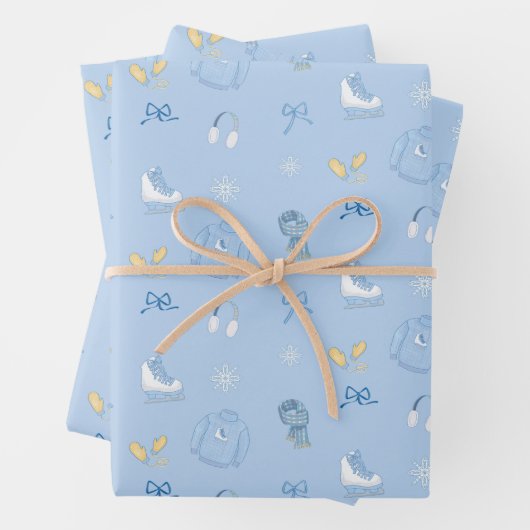 Winter Wonderland Ice Abbildung Skate Eis Skate Bl Geschenkpapier Set (Beispiel)
