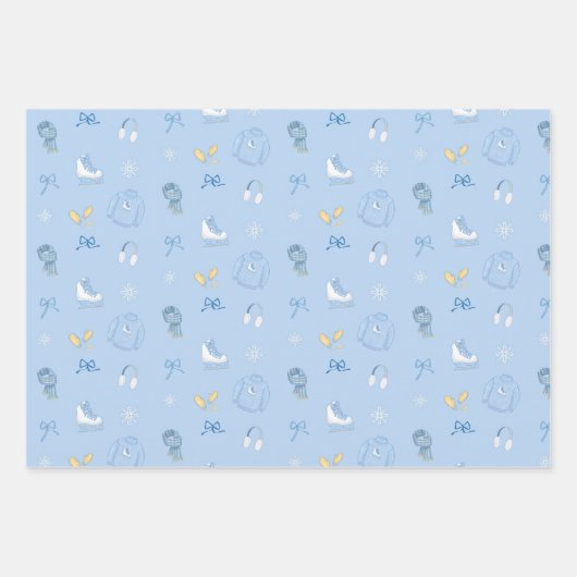 Winter Wonderland Ice Abbildung Skate Eis Skate Bl Geschenkpapier Set (Vorderseite)