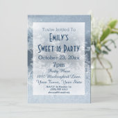 Winter Wonderland Ice Thema Blue Sweet 16 Geburtst Einladung (Stehend Vorderseite)