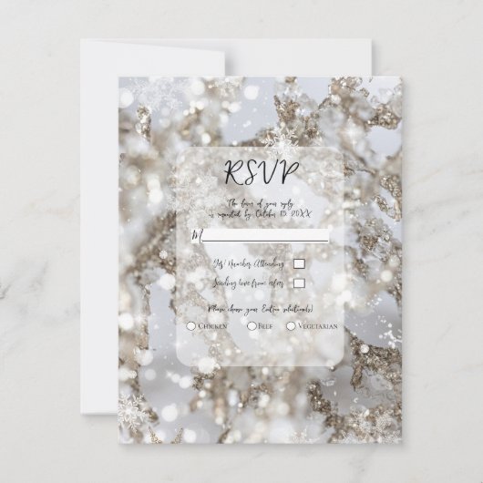 Winter Wonderland Icicle Glitz Wedding RSVP Einladung (Vorderseite)