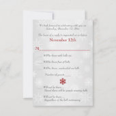 Winter Wonderland Joined Hearts Wedding RSVP - Red Karte (Rückseite)