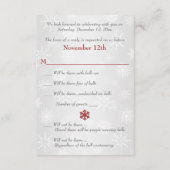 Winter Wonderland Joined Hearts Wedding RSVP - Red Karte (Rückseite)