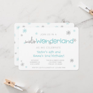 Winter Wonderland Joint Birthday Party, jedes Alte Einladung