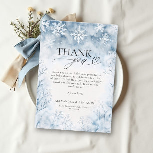 Winter Wonderland Kalt Draußen Blau Baby Shower Dankeskarte