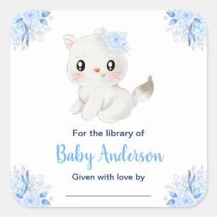 Winter Wonderland Katzen-Baby-Shower-Exlibris Quadratischer Aufkleber
