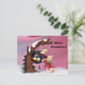 Winter Wonderland Kids Tree Swing Postkarte (Stehend Vorderseite)
