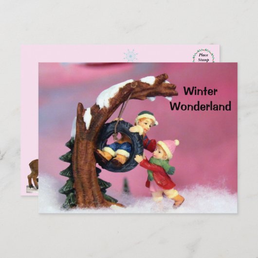 Winter Wonderland Kids Tree Swing Postkarte (Vorne/Hinten)