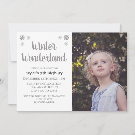 Winter Wonderland Kindergeburtstag Einladung (Vorderseite)