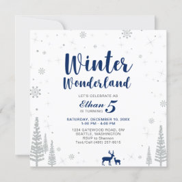 Winter Wonderland - Kindergeburtstag Einladung - J