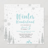 Winter Wonderland - Kindergeburtstag Einladung - J (Vorne/Hinten)