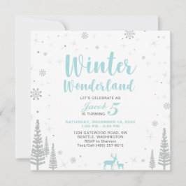 Winter Wonderland - Kindergeburtstag Einladung - J
