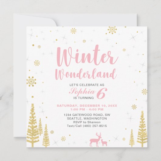 Winter Wonderland Kindergeburtstag Einladung - Mäd (Vorderseite)