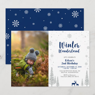 Winter Wonderland Kindergeburtstagseinladung für J Einladung