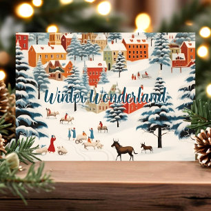 Winter Wonderland Klassische Feiertagsszene Feiertagskarte