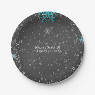 Winter Wonderland Kreide Teal & Lila Benutzerdefin Pappteller