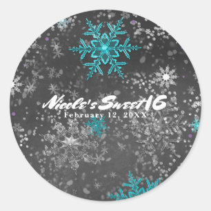 Winter Wonderland Kreide Teal & Lila Benutzerdefin Runder Aufkleber