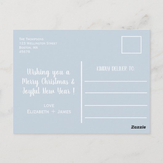 Winter Wonderland|Let It Snow|Blue White Holiday Postkarte (Rückseite)