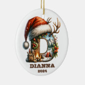Winter Wonderland Letter D Weihnachtsmannmütze und Keramik Ornament (Rechts)