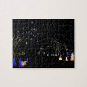 Winter Wonderland Lichter Blau und Weiß Urlaub Puzzle