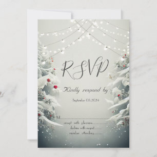 Winter Wonderland, Lichterkette Schnee RSVP  Einladung