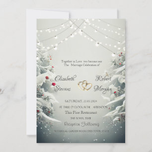 Winter Wonderland, Lichterketten Kugeln Hochzeit Einladung