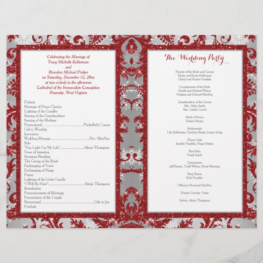 Winter Wonderland Liebe Hearts Wedding Program - R (Rückseite)