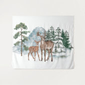 Winter Wonderland Liebe und Kiefernschnee Fall Wandteppich (Vorderseite (Horizontal))