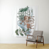 Winter Wonderland Liebe und Kiefernschnee Fall Wandteppich (Beispiel)