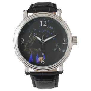 Winter Wonderland Lights Blau und Weiß Urlaub Armbanduhr