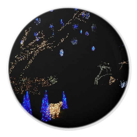 Winter Wonderland Lights Blau und Weiß Urlaub Keramikknauf (Vorderseite)