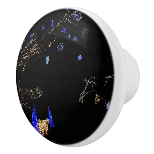 Winter Wonderland Lights Blau und Weiß Urlaub Keramikknauf (Rechts)