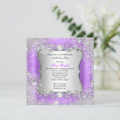 Winter Wonderland Lila Silver Snowflake Party Einladung (Stehend Vorderseite)