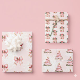 Winter Wonderland Mädchen 1. Geburtstag Rosa Geschenkpapier Set