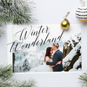 Winter Wonderland Minimalistisches Newlyweds-Fot Feiertagskarte