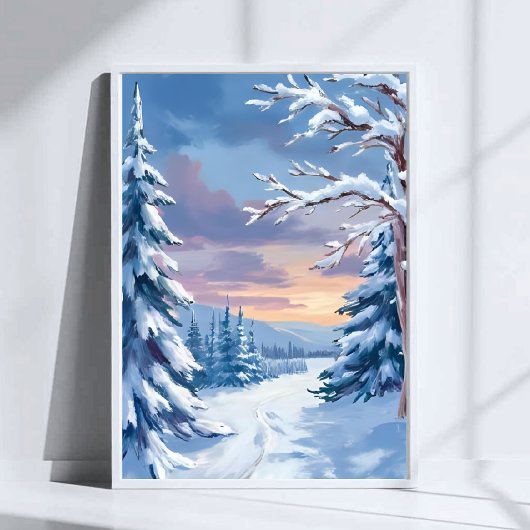 Winter Wonderland | Mountain Snow Nature Painting Poster