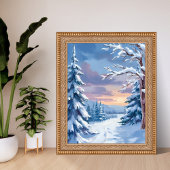 Winter Wonderland | Mountain Snow Nature Painting Poster